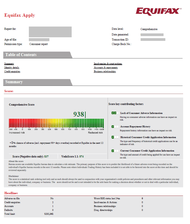 equifax credit report